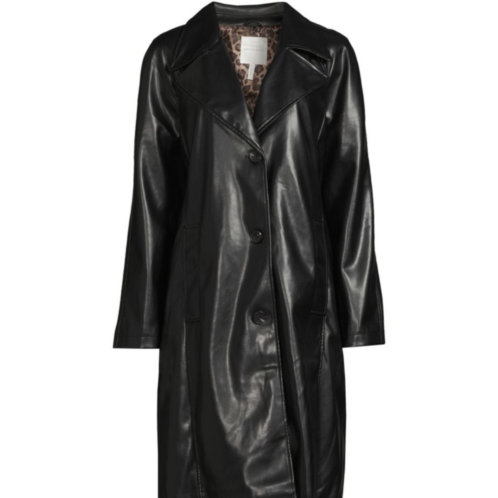 Avec Les Filles Black Faux Leather Coat | Small